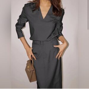 Commense Solid V-neck Belted
Three Piece Skirt Set - size XLarge NWT